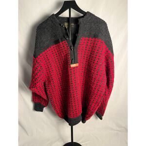 Devold Norway Heavy Wool Sweater NWT Red Gray 70% Ull Large Nordic Wear